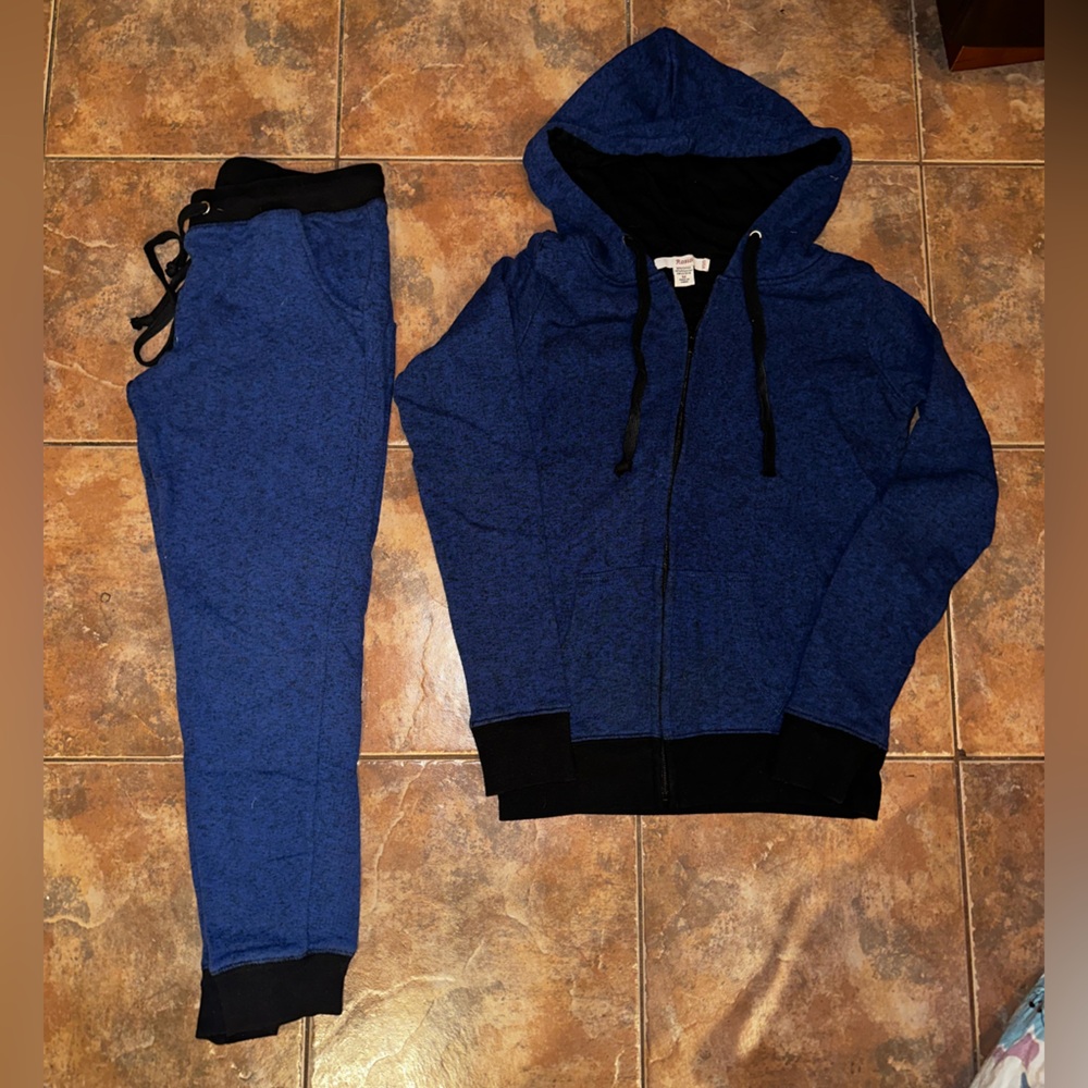 Blue & Black jogger set with jacket and pants